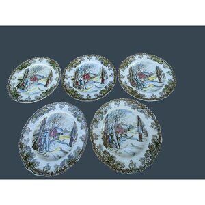 5 Johnson Bros Friendly Village "Sugar Maples" 6 3/8" Bread Plates